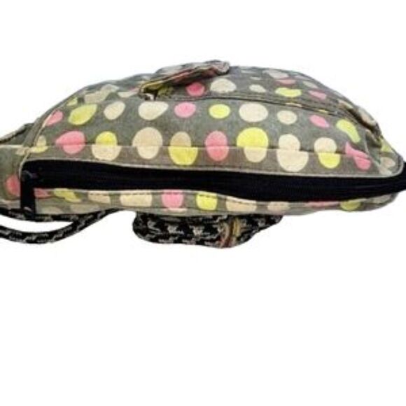 Kavu Limited Edition Tan With Pink & Yellow Polka Dot Canvas Rope Crossbody Bag - Picture 3 of 12